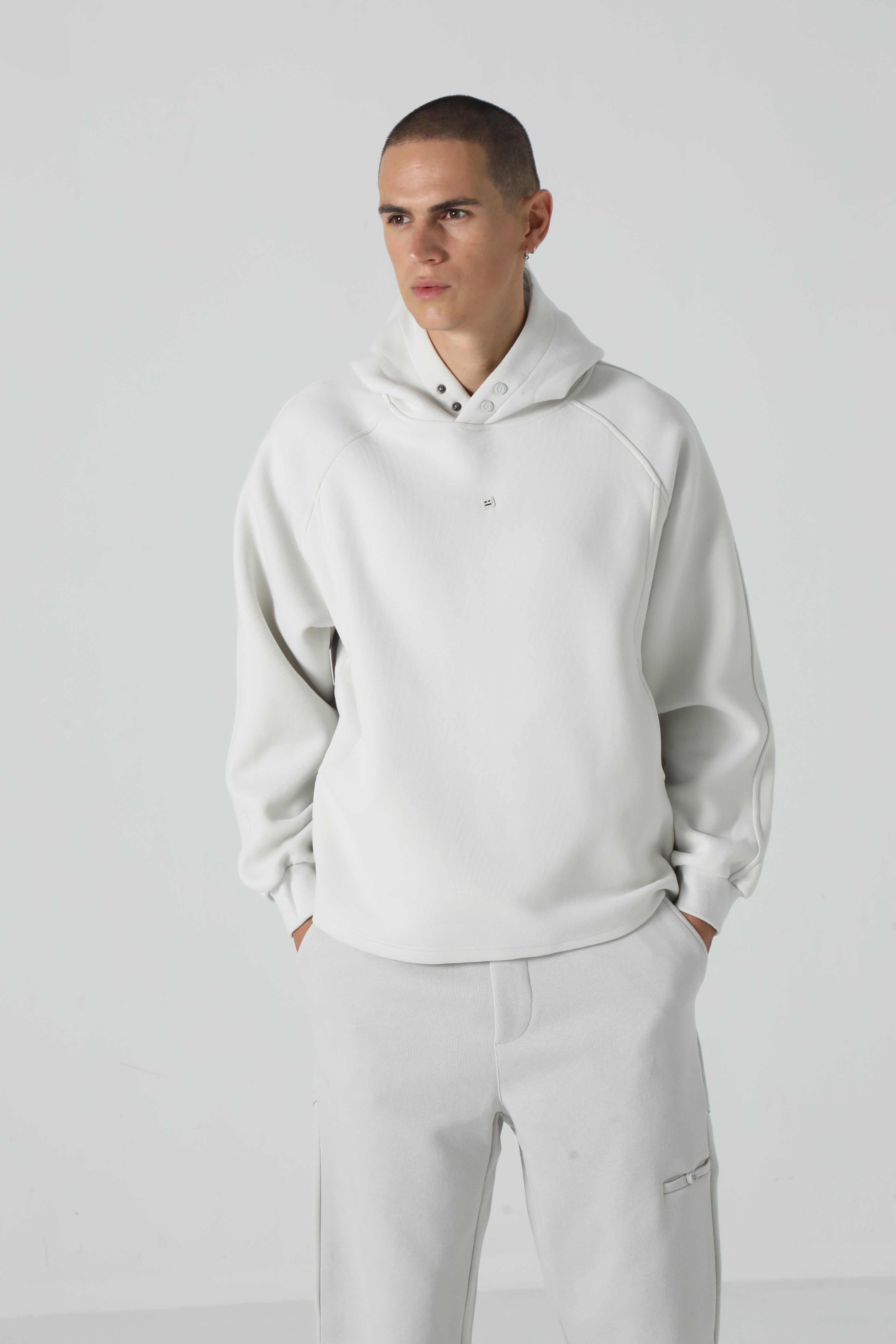 Panelled Hoodie with Side Zipper Detail