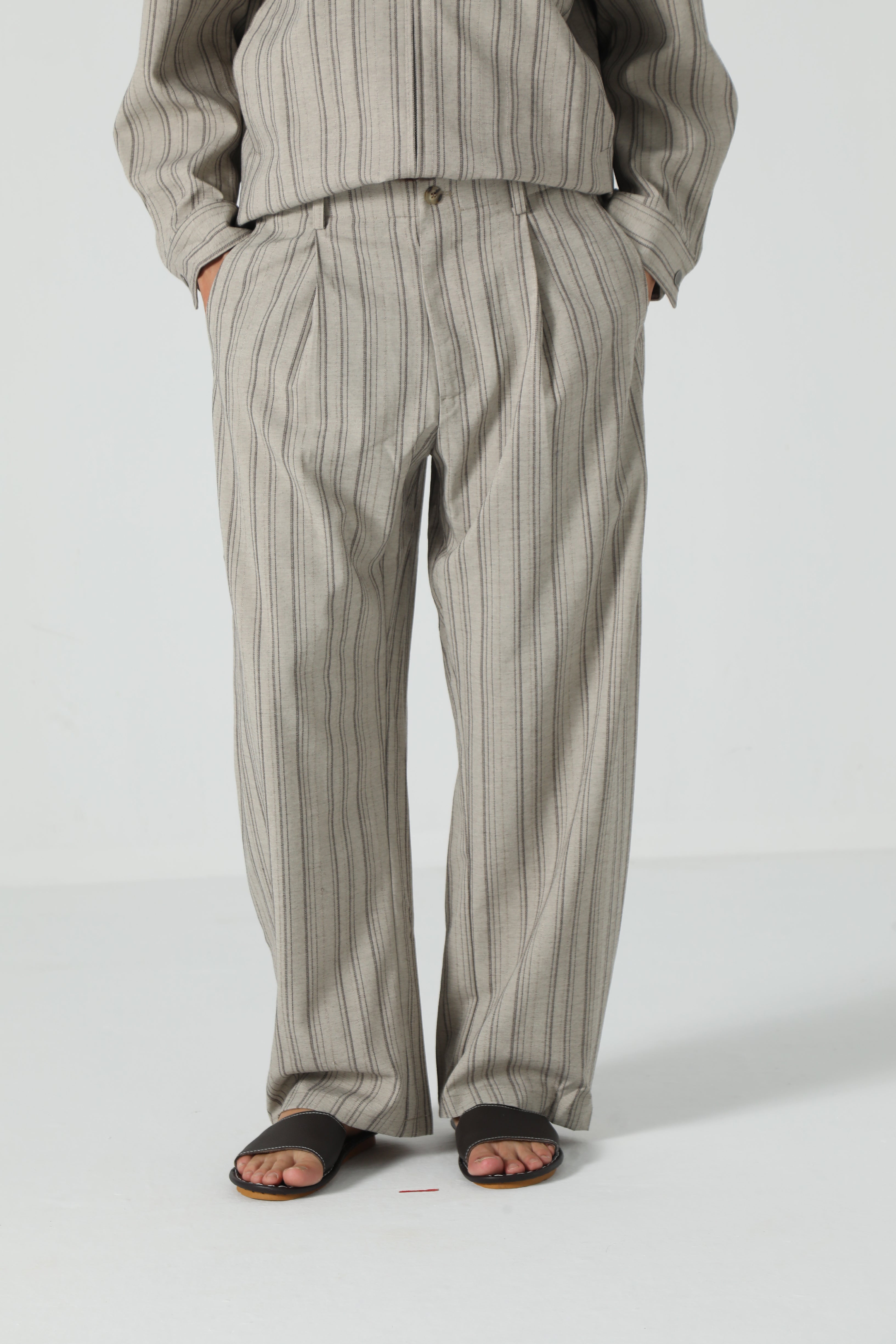 Textured Stripe Wide-Leg Trouser