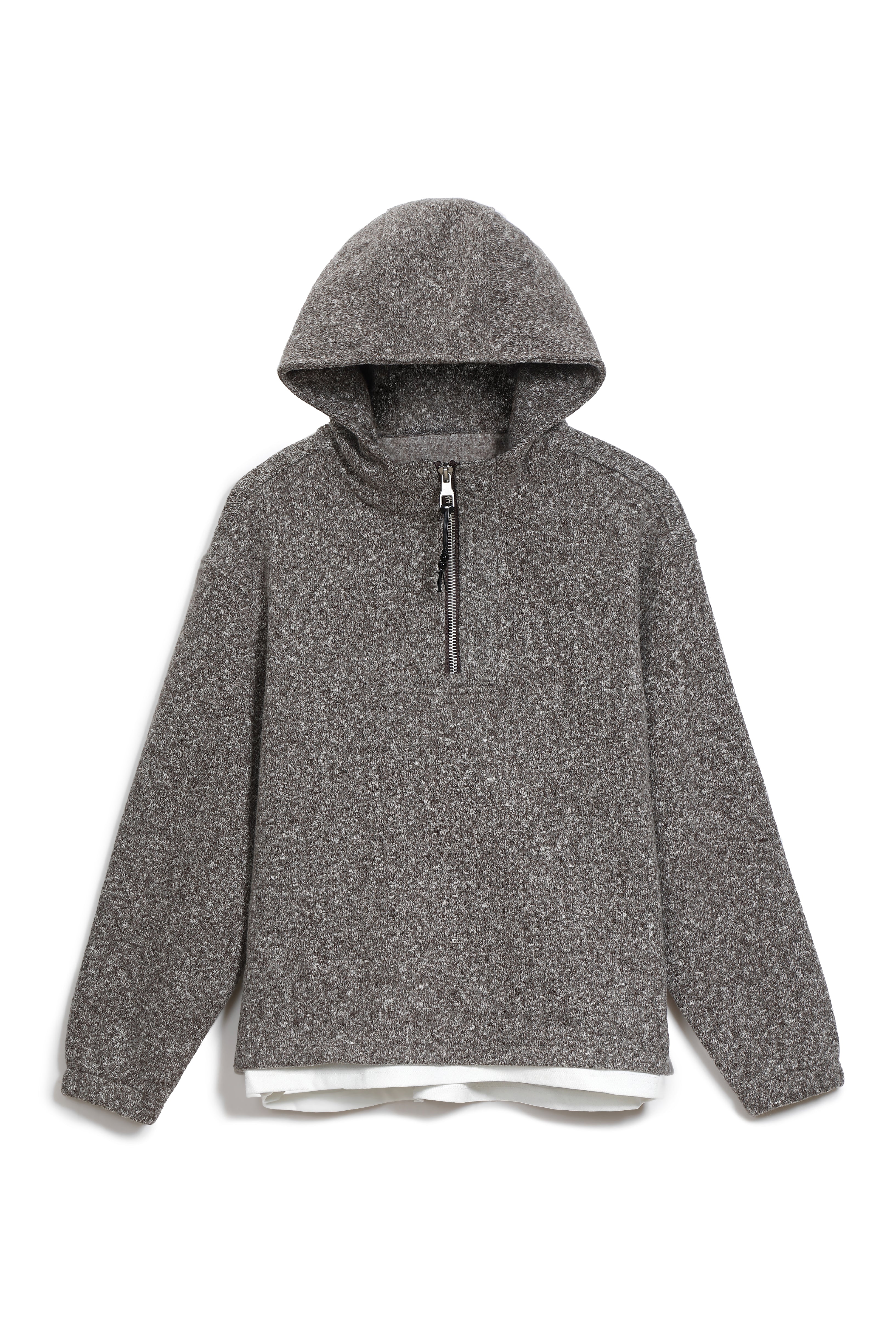 Double-Layer Knit Hoodie