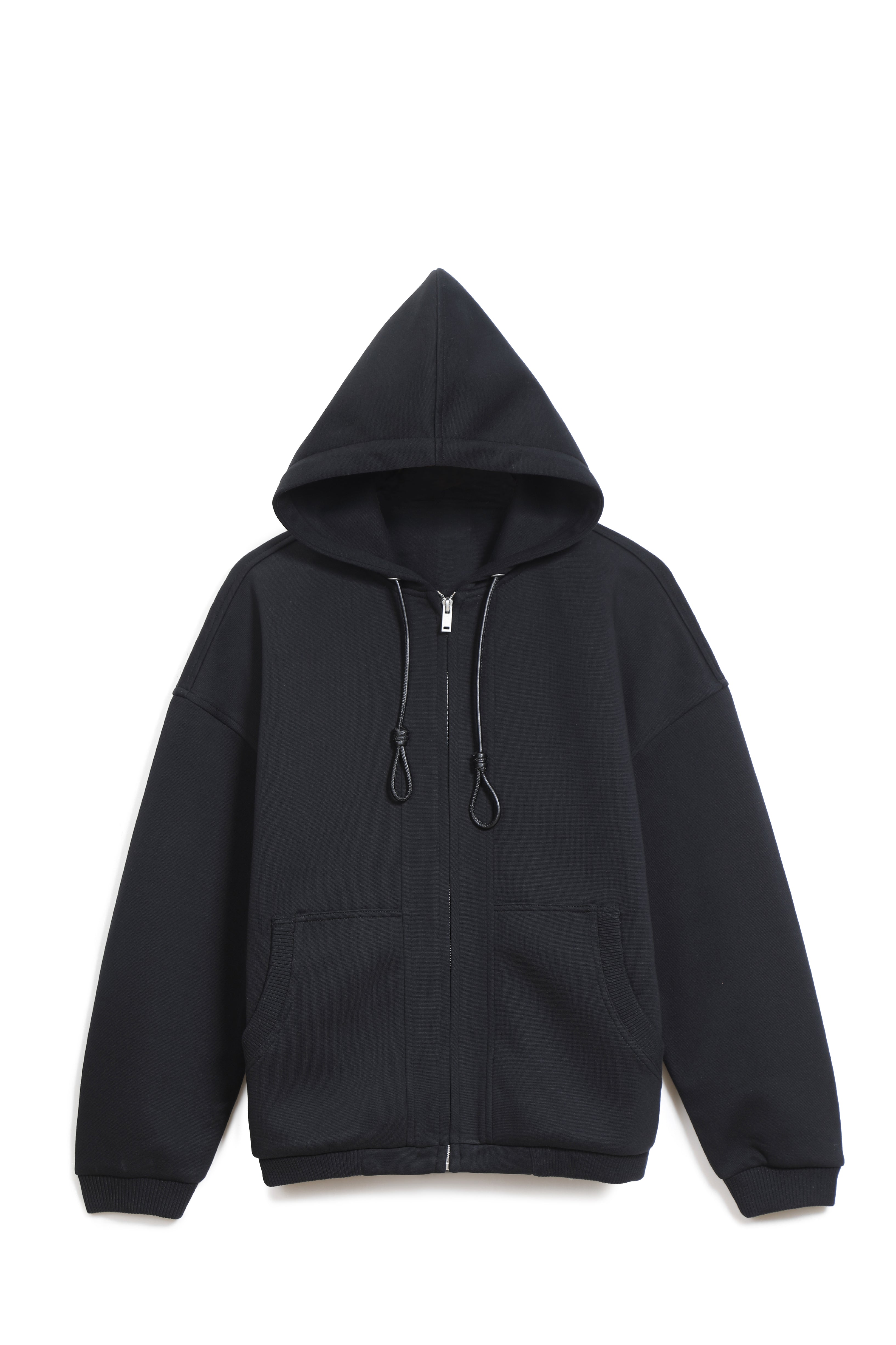 Zip-Up Textured Hoodie