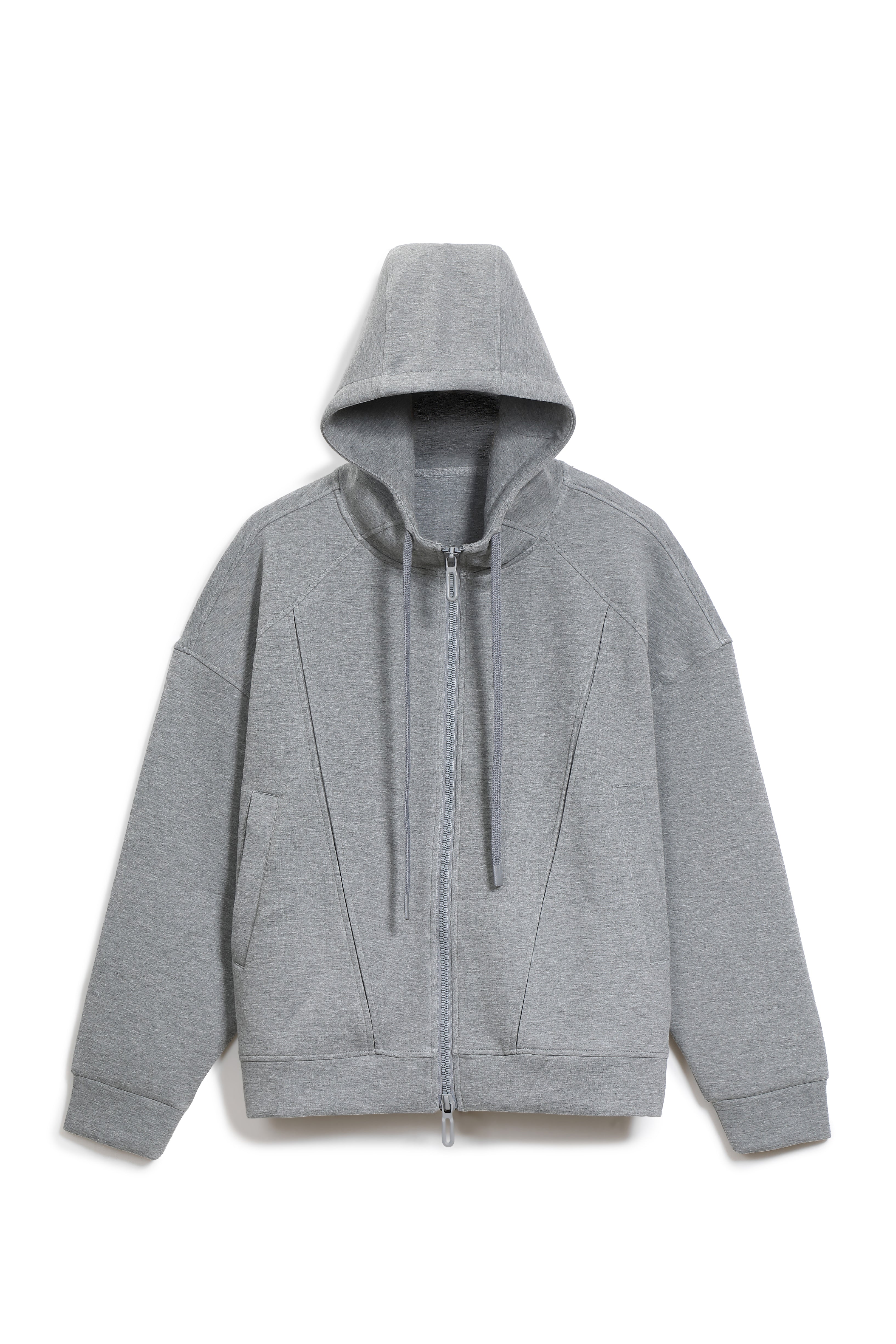 Raw-Edge Panel Zip Hoodie